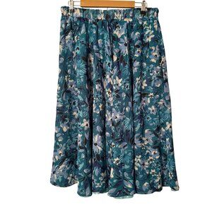 Woman Within Size 18/20W Floral & Polka Dot Reversible Skirt For Women 100% Poly